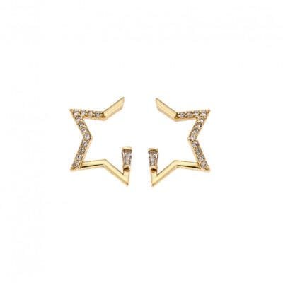 Earrings Silver 925° Star rings with white zircon