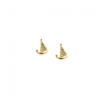 Earrings Silver 925° Boat stud and white zircon