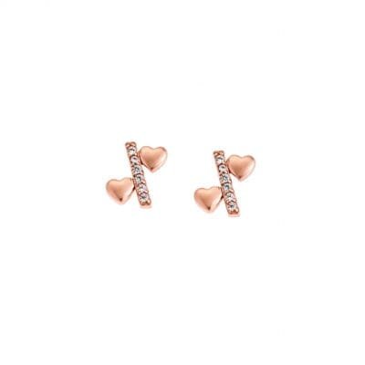 Earrings Silver 925° stud hearts with white zircon