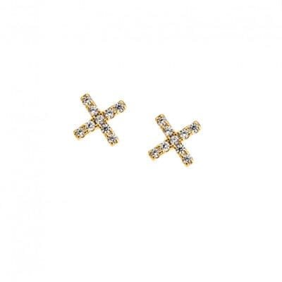 Silver 925° X stud earrings with white zircon