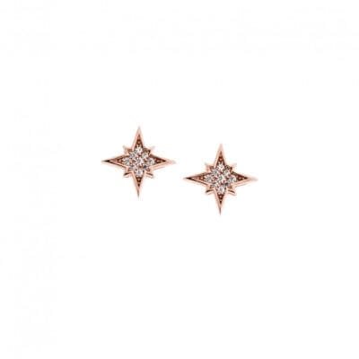 Earrings Silver 925° Star studs with white zircon