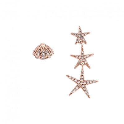 Earrings Silver 925° star-pendant shell with white zircon