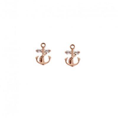 Earrings Silver 925° Nailed with anchor and white zircon