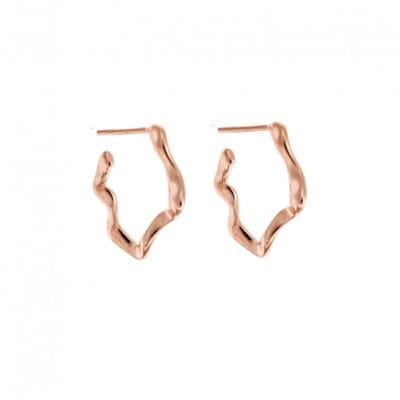 Σκουλαρίκια Ασήμι 925° Κρίκοι Rose Gold σε ασύμμετρο σχέδιο