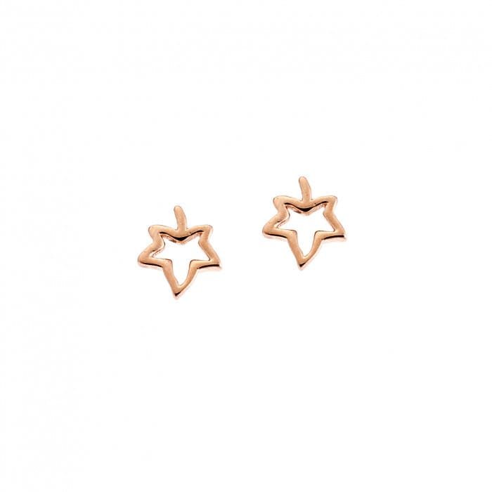 Women's pink gold plated silver earrings 925, with leaf design