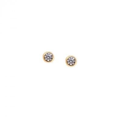 Women's gold plated silver earrings 925, with white cubic zirconia