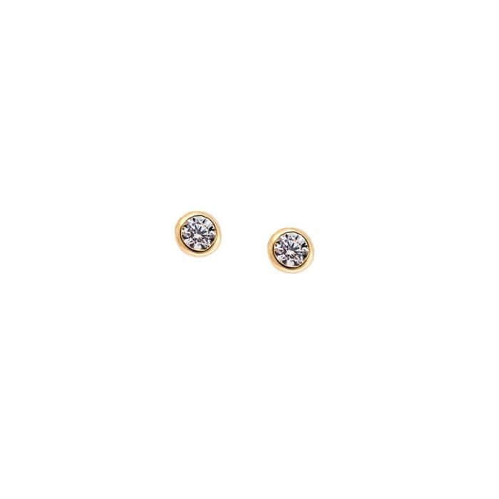 Women's gold plated silver earrings 925, with white cubic zirconia