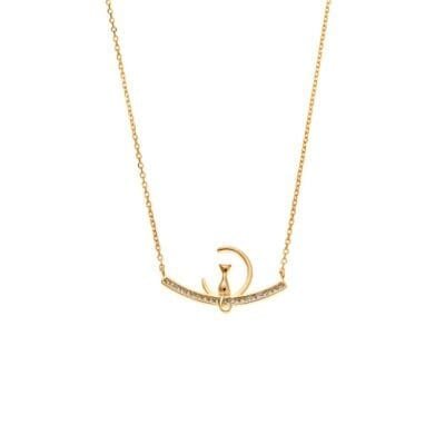 Κολιέ   Ασήμι 925° Μενταγιόν με   φεγγάρι με γάτα