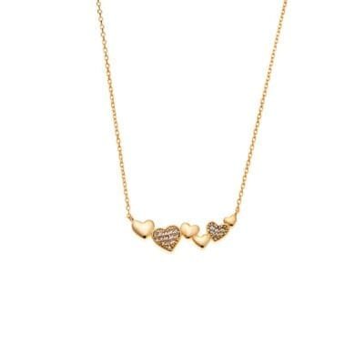 Κολιέ   Ασήμι 925° Μενταγιόν με   με καρδιές και λευκά ζιργκόν