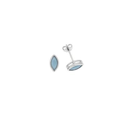 Earrings silver 925, leaf with turquoise zirconia