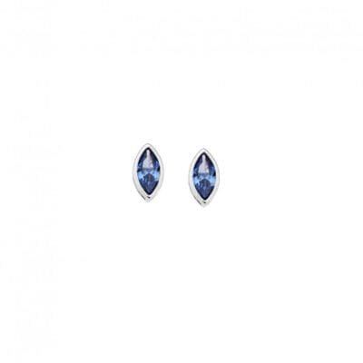 Earrings silver 925, leaf with light blue cubic zirconia