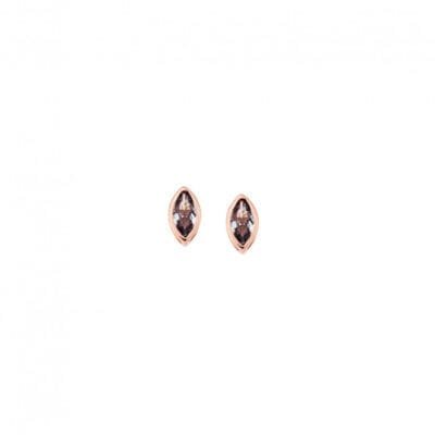 Rose gold plated sterling silver earrings, leaf with aquamarine cubic zirconia