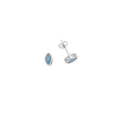 Earrings silver 925, leaf with turquoise zirconia