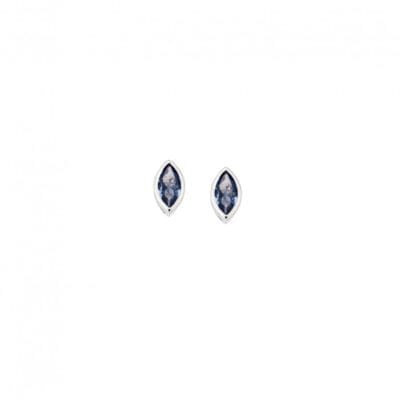 Earrings silver 925, leaf with light blue cubic zirconia