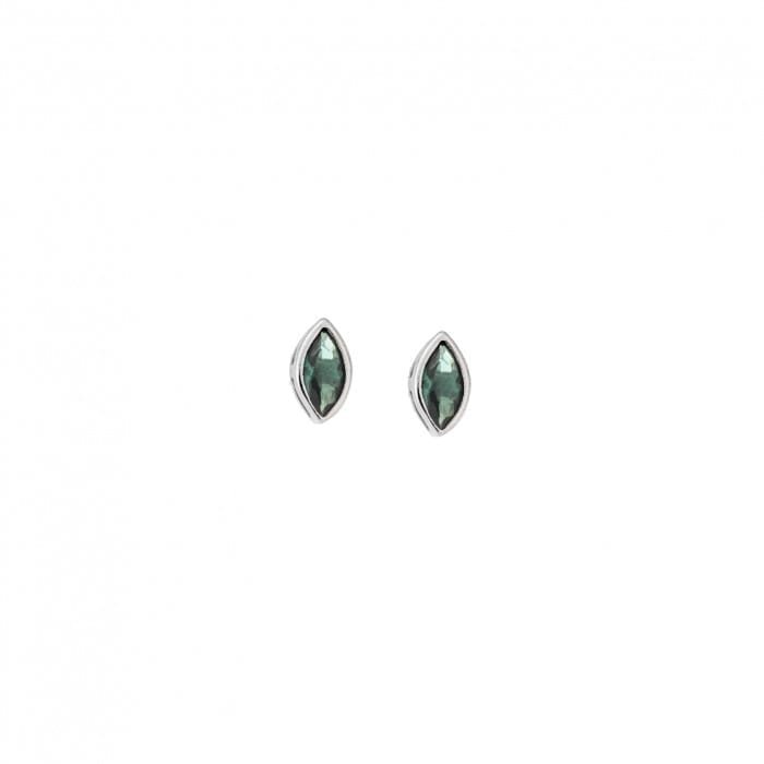 Earrings silver 925, leaf with emerald zircon