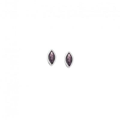 Earrings silver 925, leaf with purple cubic zirconia
