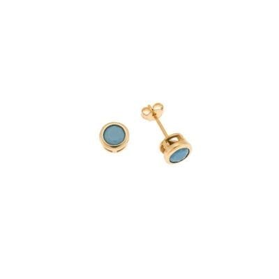 Σκουλαρίκια  Ασήμι 925° Καρφωτά μονόπετρο με τιρκουάζ ζιργκόν