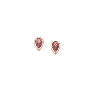 Rose gold plated sterling silver earrings, teardrop with pink cubic zirconia
