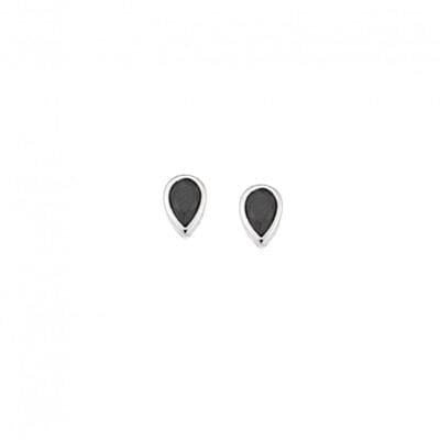 Silver earrings 925, tear with black cubic zirconia
