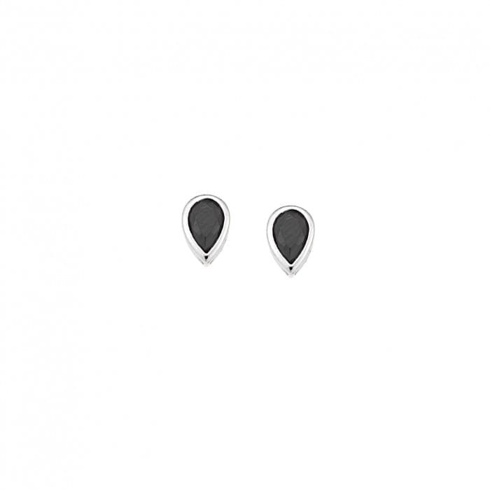 Silver earrings 925, tear with black cubic zirconia