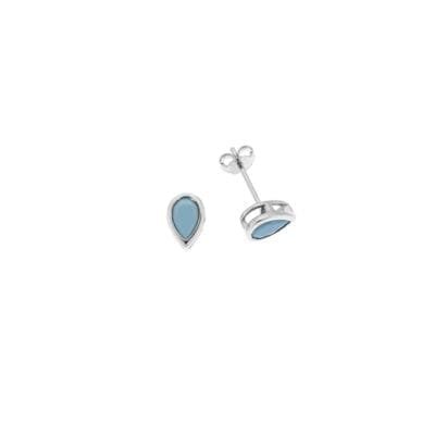 Silver earrings 925, tear with turquoise cubic zirconia