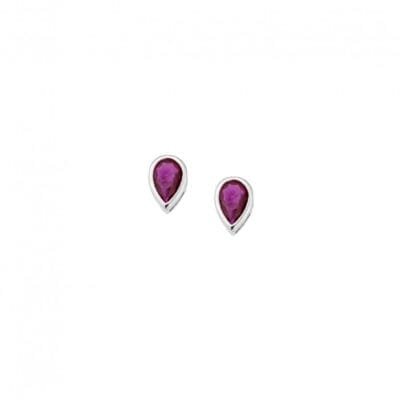 Earrings silver 925, tear with fuchsia cubic zirconia