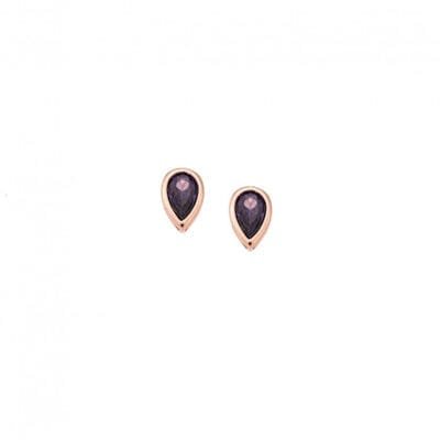 Earrings Silver 925° Nails with teardrop and zircon in Rose Gold color
