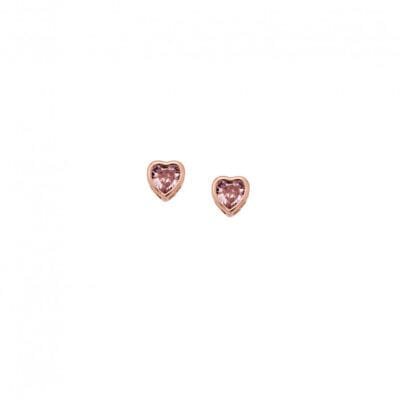 Earrings Silver 925° Stud with heart and zircon in Rose Gold color