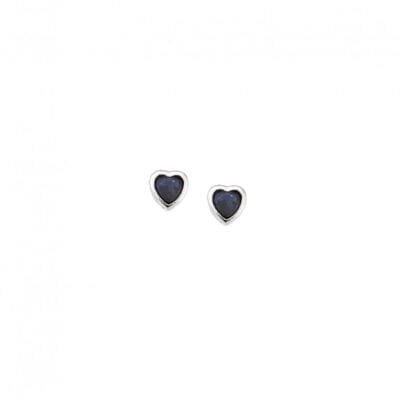 Earrings silver 925, blue cubic zirconia heart