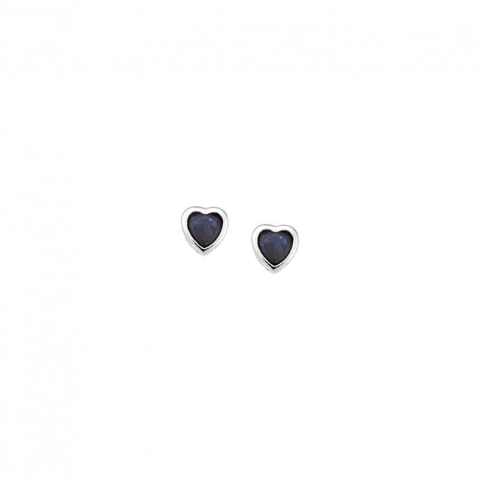 Earrings silver 925, blue cubic zirconia heart