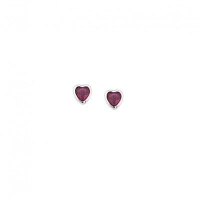 Earrings Silver 925 studs with heart and zircon in silver color