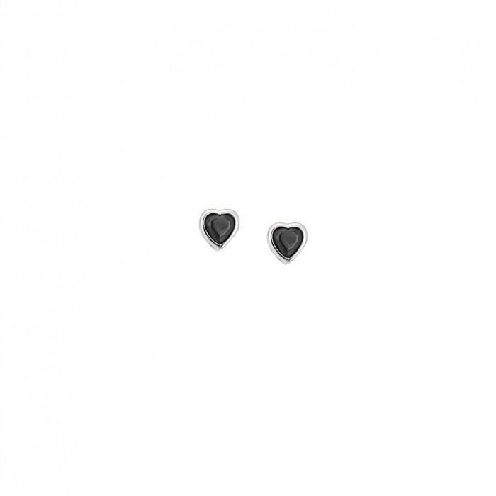 Earrings silver 925, heart with black cubic zirconia