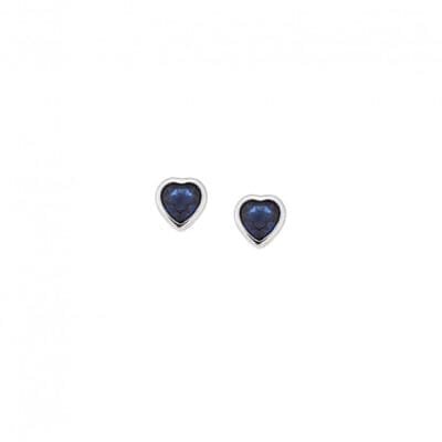 Earrings silver 925, blue cubic zirconia heart