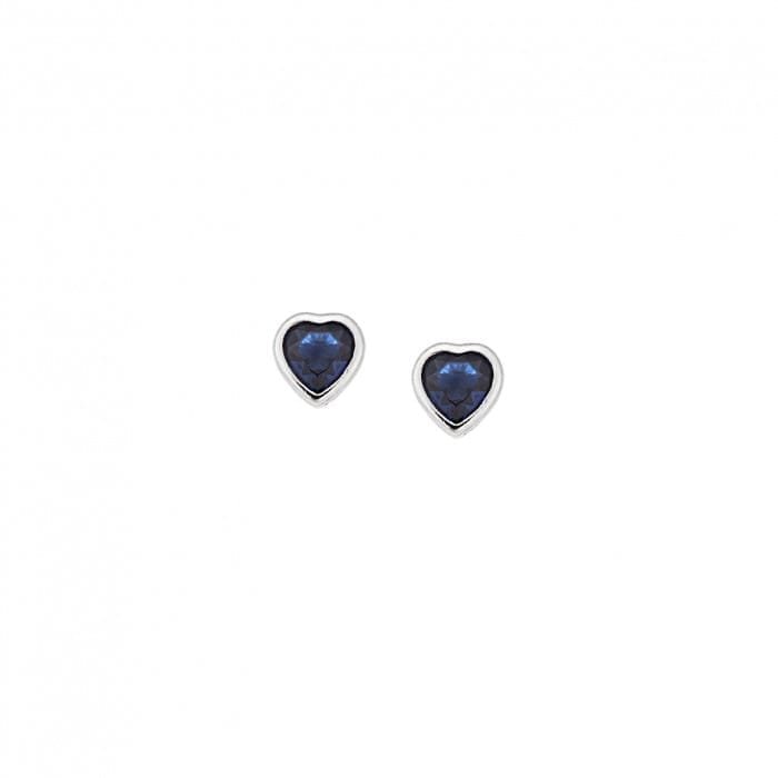 Earrings silver 925, blue cubic zirconia heart