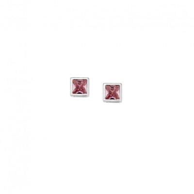 Earrings Silver 925° Studs with square zircon in silver color