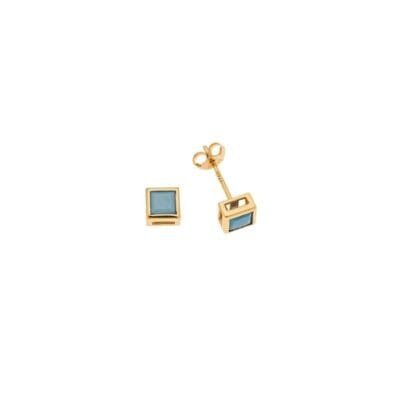 Σκουλαρίκια Ασήμι 925° Καρφωτά με τετράγωνο με τιρκουάζ ζιργκόν