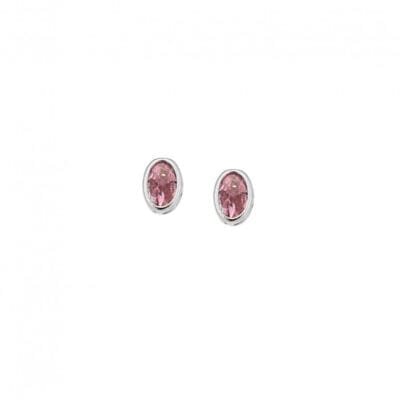 Silver earrings 925, oval with pink cubic zirconia