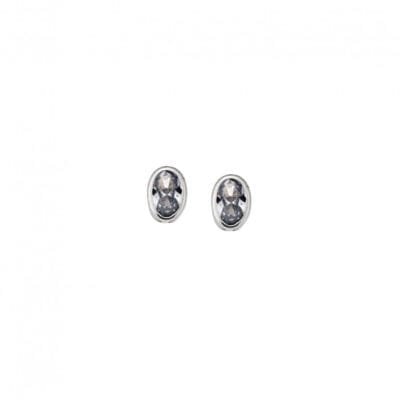 Earrings silver 925, oval with aquamarine cubic zirconia