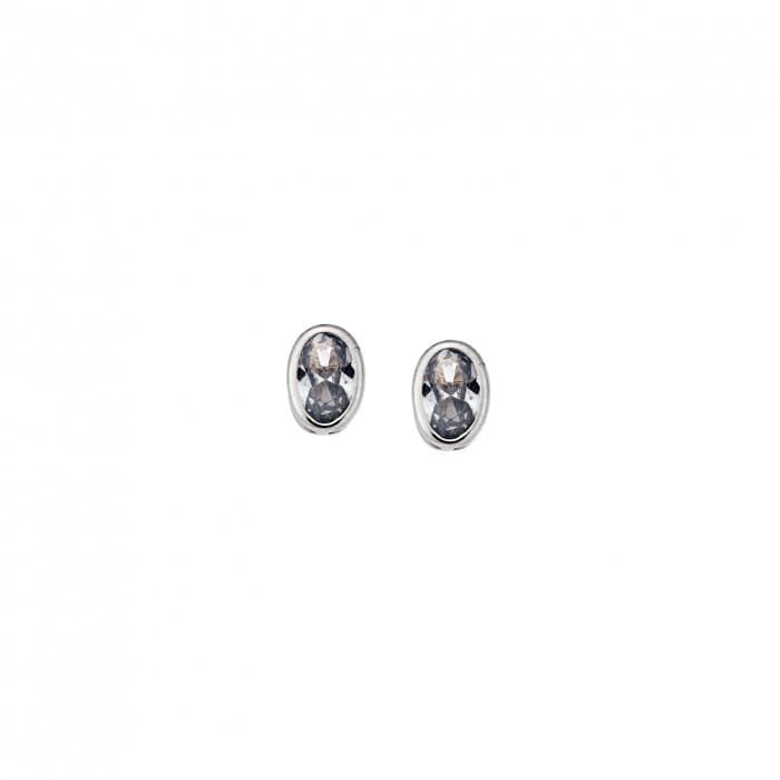 Earrings silver 925, oval with aquamarine cubic zirconia