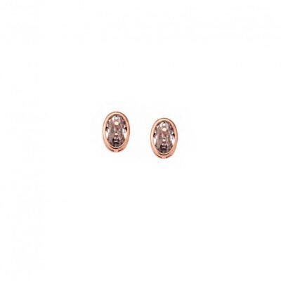 Earrings Silver 925° Stud with oval and zircon in Rose Gold color
