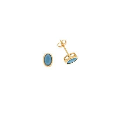 Σκουλαρίκια Ασήμι 925° Καρφωτά με οβάλ με τιρκουάζ ζιργκόν