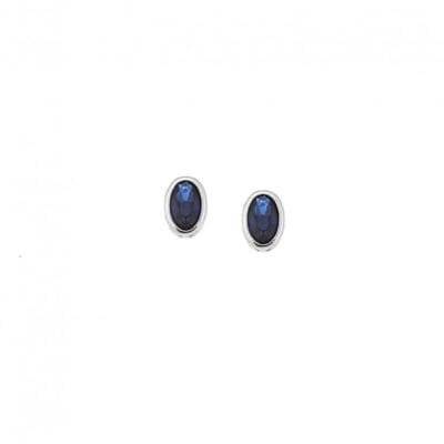 Earrings Silver 925° Studs with oval and zircon in silver color