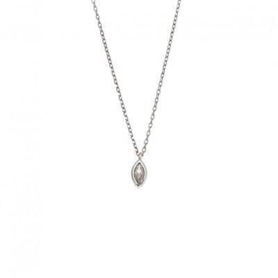 Silver pendant 925, leaf with transparent cubic zirconia