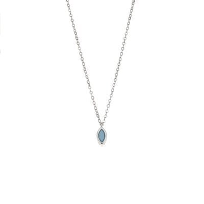 Silver pendant 925, leaf with turquoise cubic zirconia