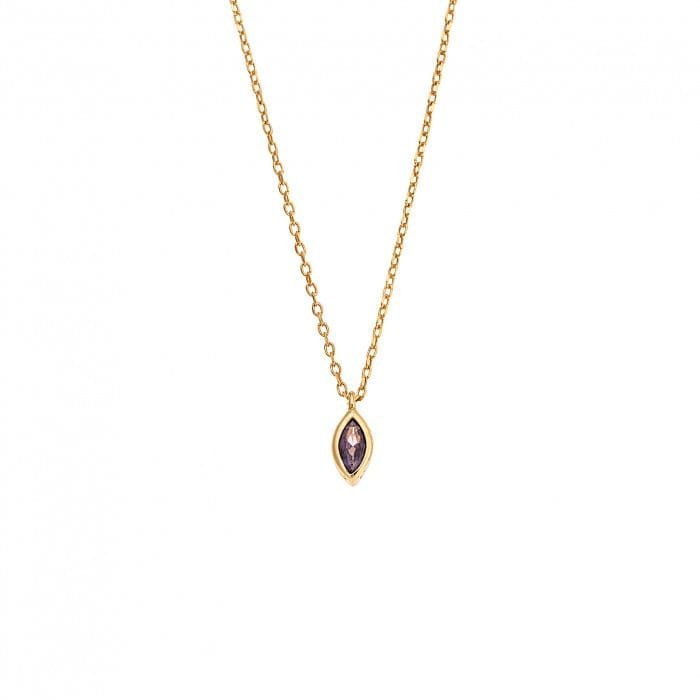 Pendant Silver 925 Gold Plated, purple zirconia leaf