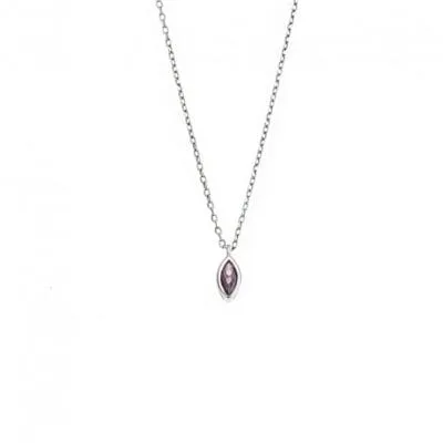 Silver pendant 925, leaf with purple cubic zirconia