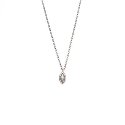 Silver pendant 925, leaf with transparent cubic zirconia