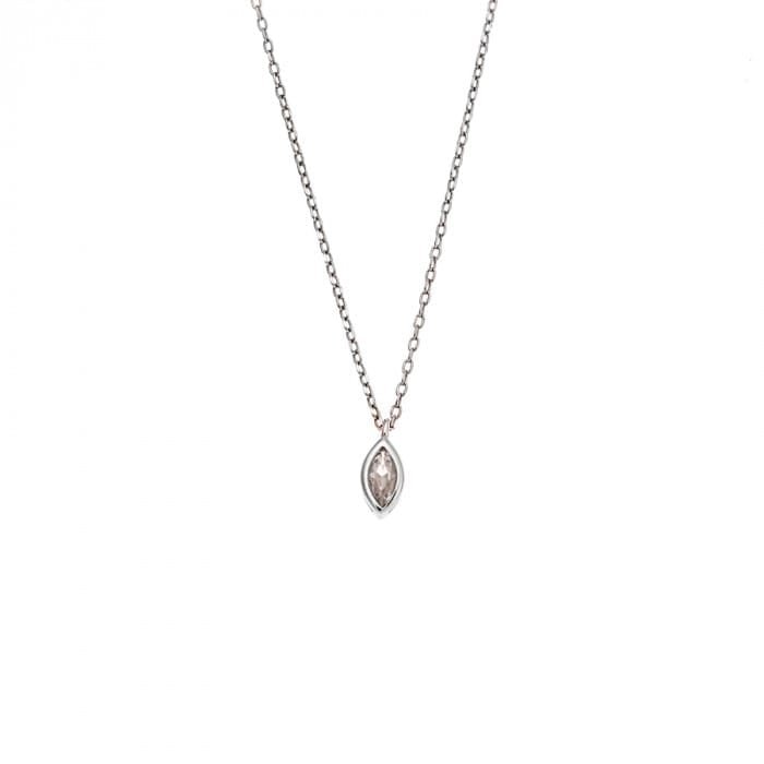 Silver pendant 925, leaf with transparent cubic zirconia
