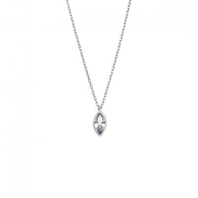 Silver pendant 925, leaf with aquamarine cubic zirconia