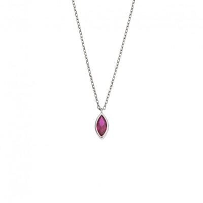 Silver pendant 925, fuchsia zircon leaf